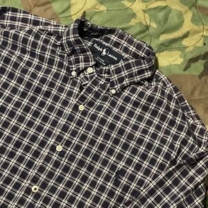 Ralph Lauren Moore gingham Bitton down shirt vtg size L/24.5‎